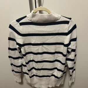 GAP White & Navy Striped Cowl Neck Sweater